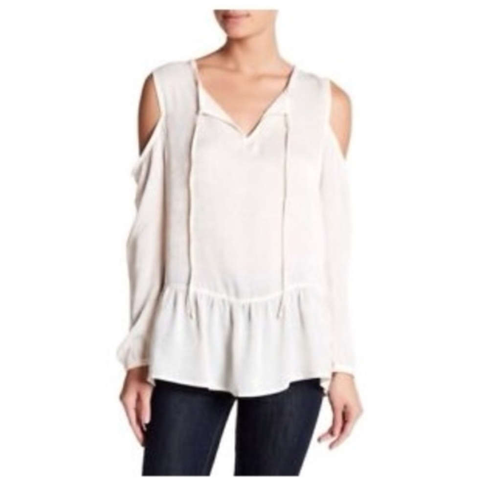 Harlow & Graham Cream Coldshoulder Blouse XS